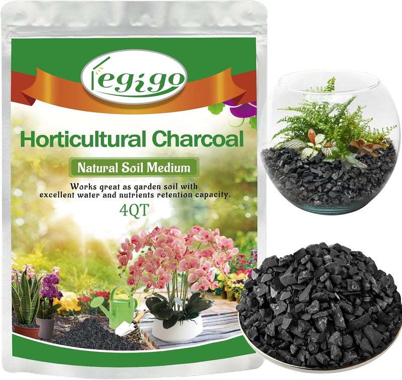 Legigo 4QT All Natural Horticultural Charcoal- Activated Hardwood Plant Charcoal for Soil Amendment, Conditioning Bonsai Soil, Succulent, Terrarium Supplies, Indoor Plant Potting Soil - Image 1